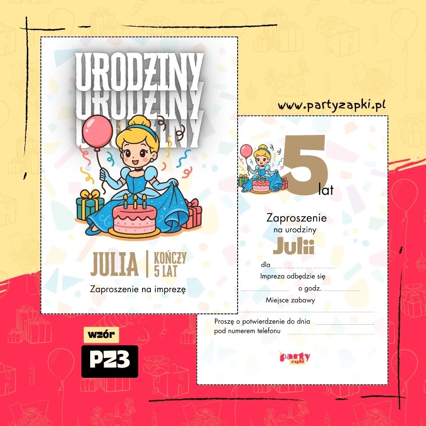 kopciuszek zaproszenie na urodziny 04 pz3