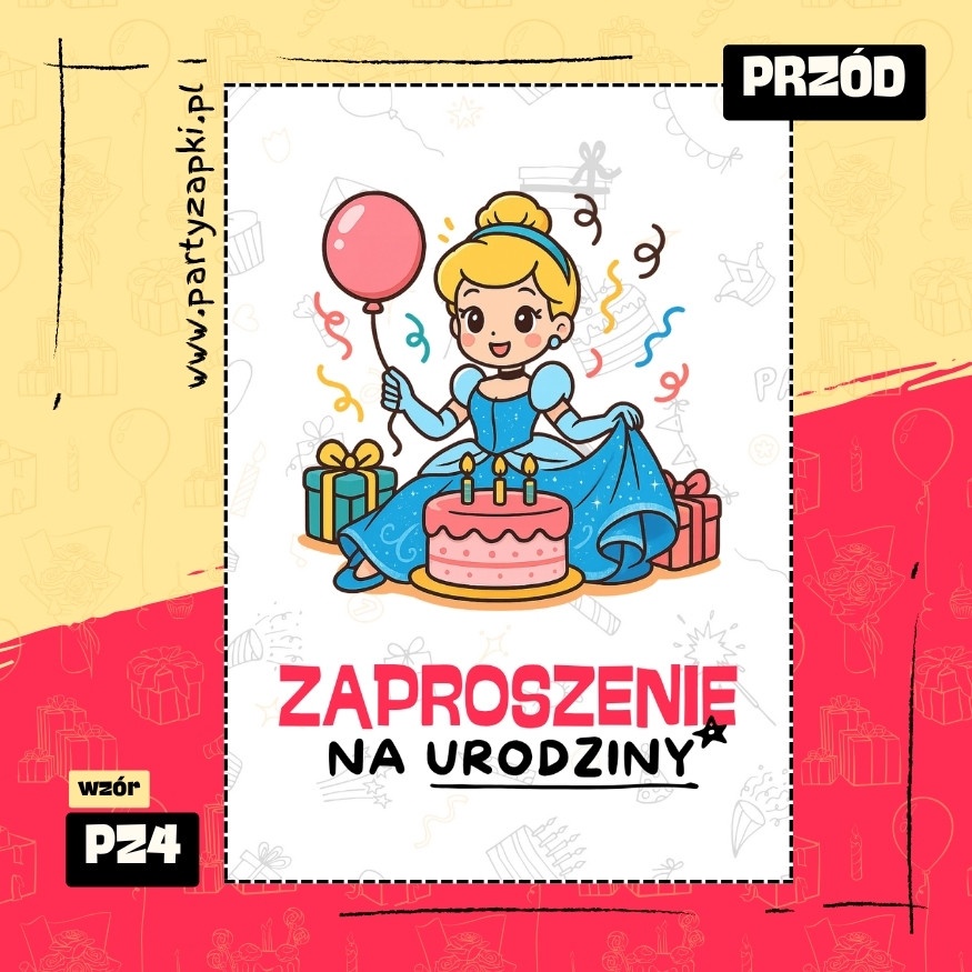 kopciuszek zaproszenie na urodziny 04 pz4 przod