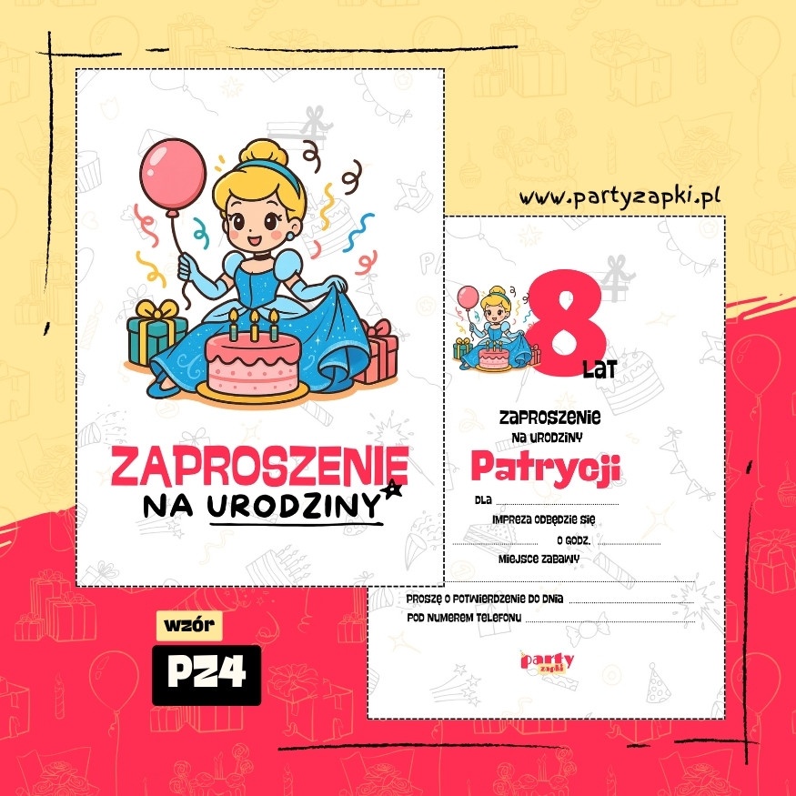 kopciuszek zaproszenie na urodziny 04 pz4