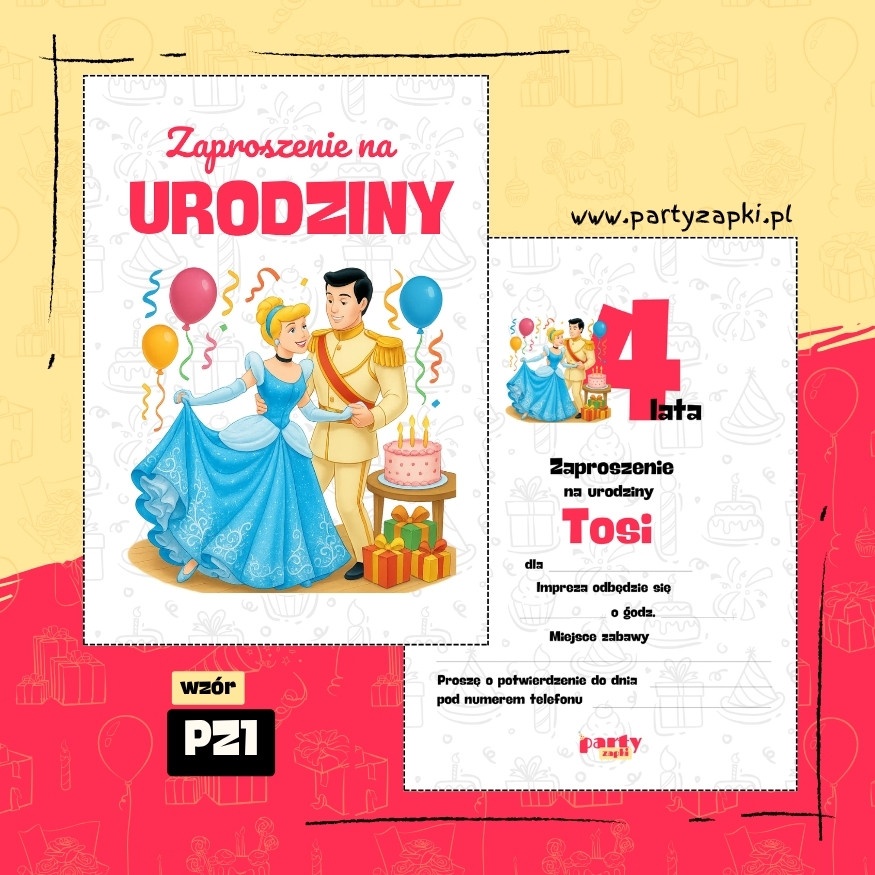 kopciuszek zaproszenie na urodziny 05 pz1