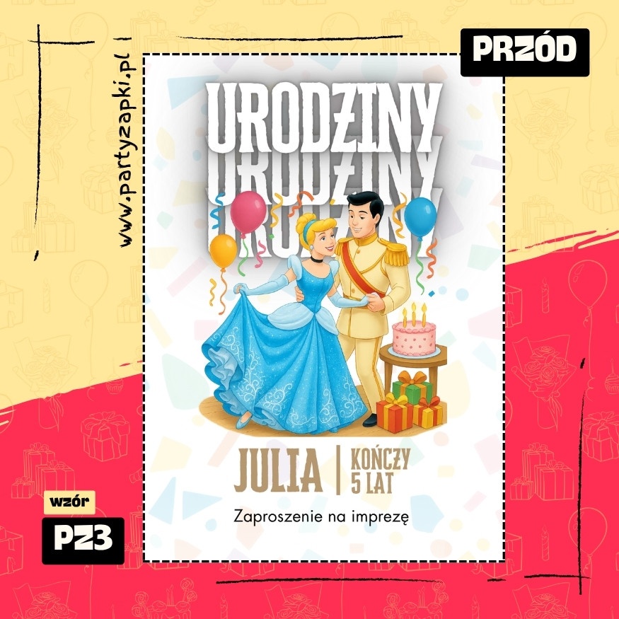 kopciuszek zaproszenie na urodziny 05 pz3 przod