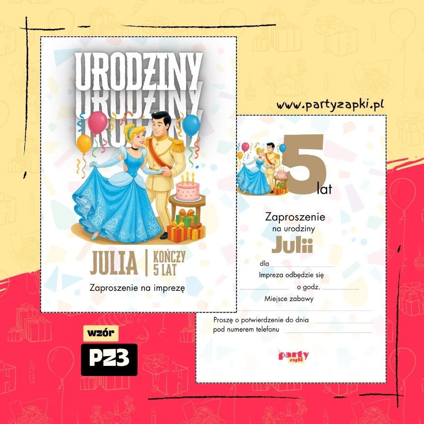kopciuszek zaproszenie na urodziny 05 pz3