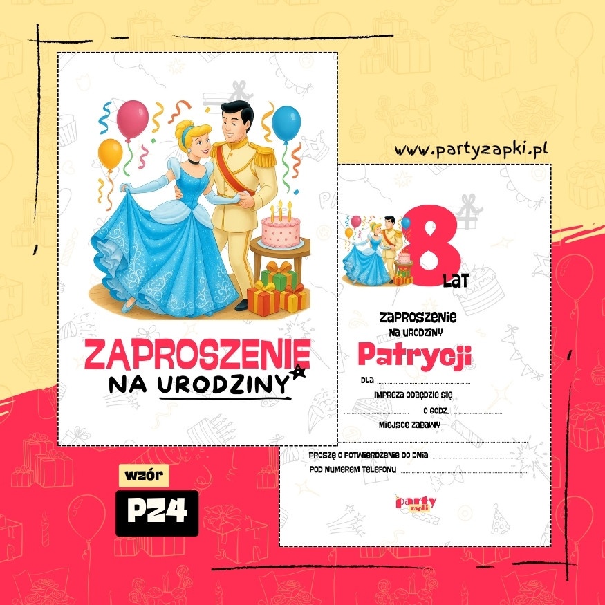 kopciuszek zaproszenie na urodziny 05 pz4