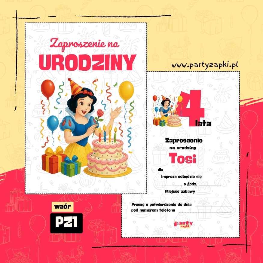 krolewna sniezka zaproszenie na urodziny 01 pz1