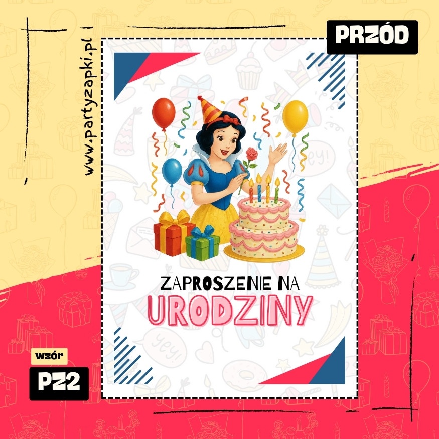 krolewna sniezka zaproszenie na urodziny 01 pz2 przod