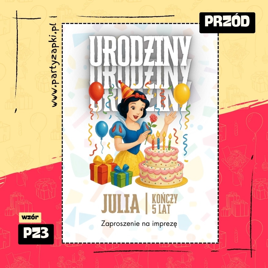 krolewna sniezka zaproszenie na urodziny 01 pz3 przod