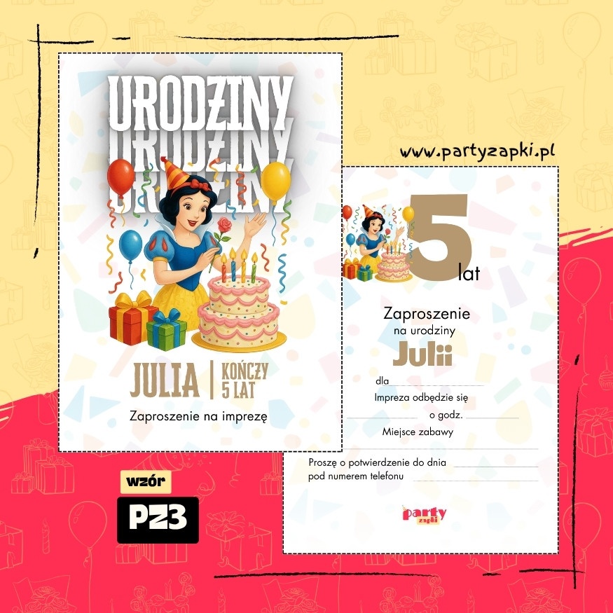 krolewna sniezka zaproszenie na urodziny 01 pz3