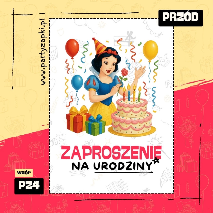 krolewna sniezka zaproszenie na urodziny 01 pz4 przod