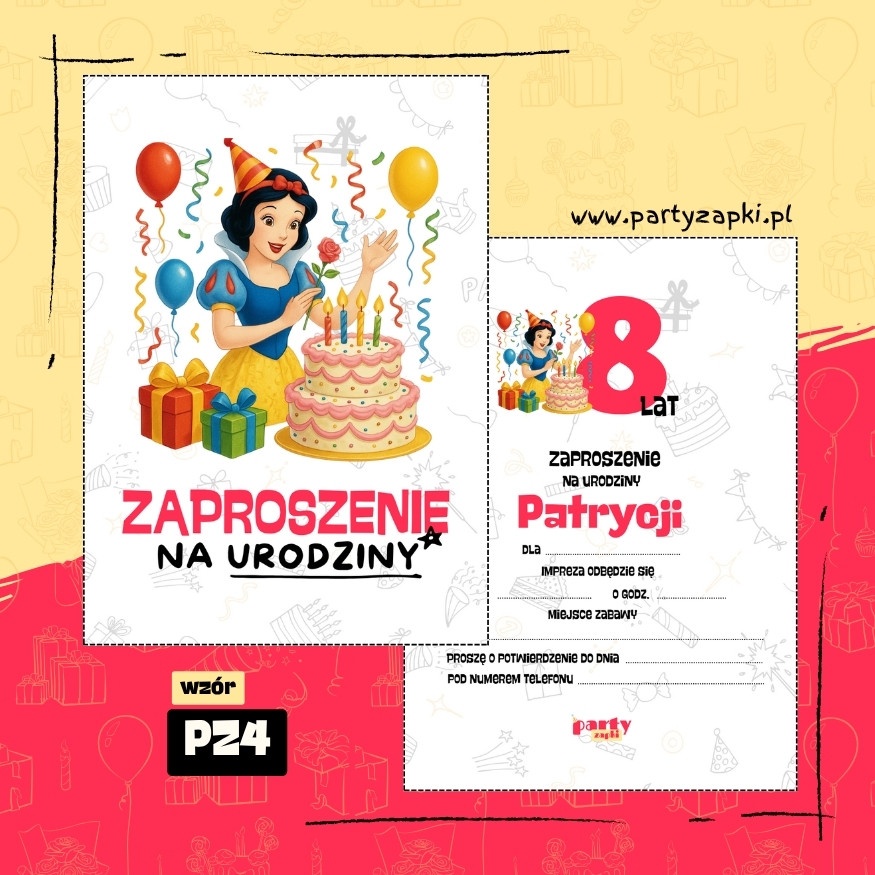 krolewna sniezka zaproszenie na urodziny 01 pz4