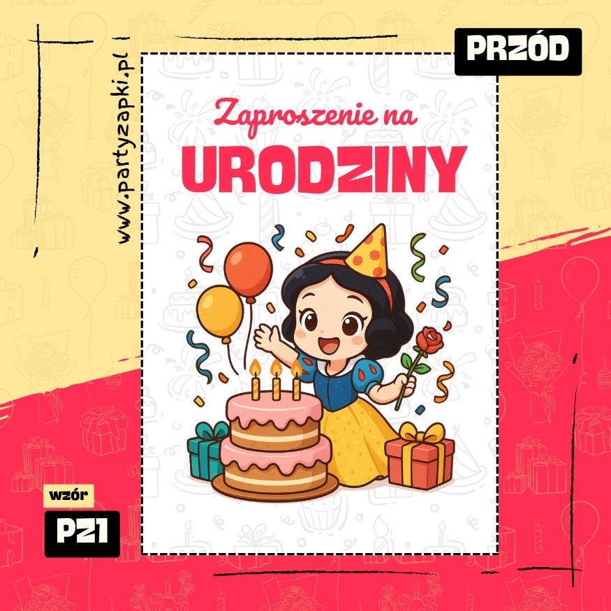 krolewna sniezka zaproszenie na urodziny 01 pz1 przod