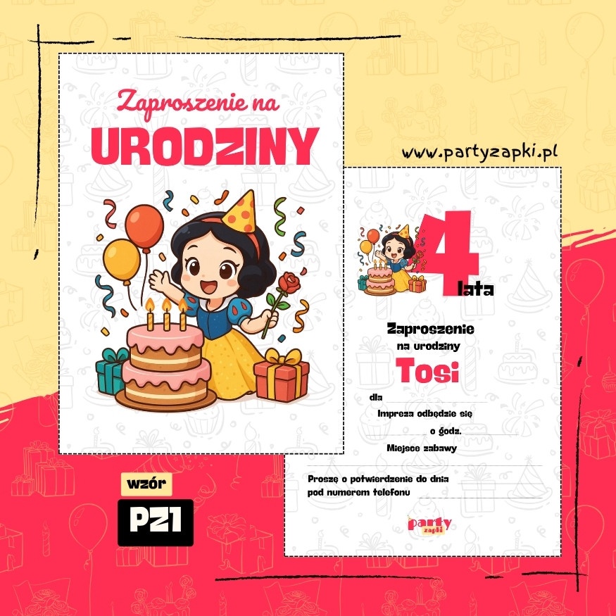 krolewna sniezka zaproszenie na urodziny 02 pz1