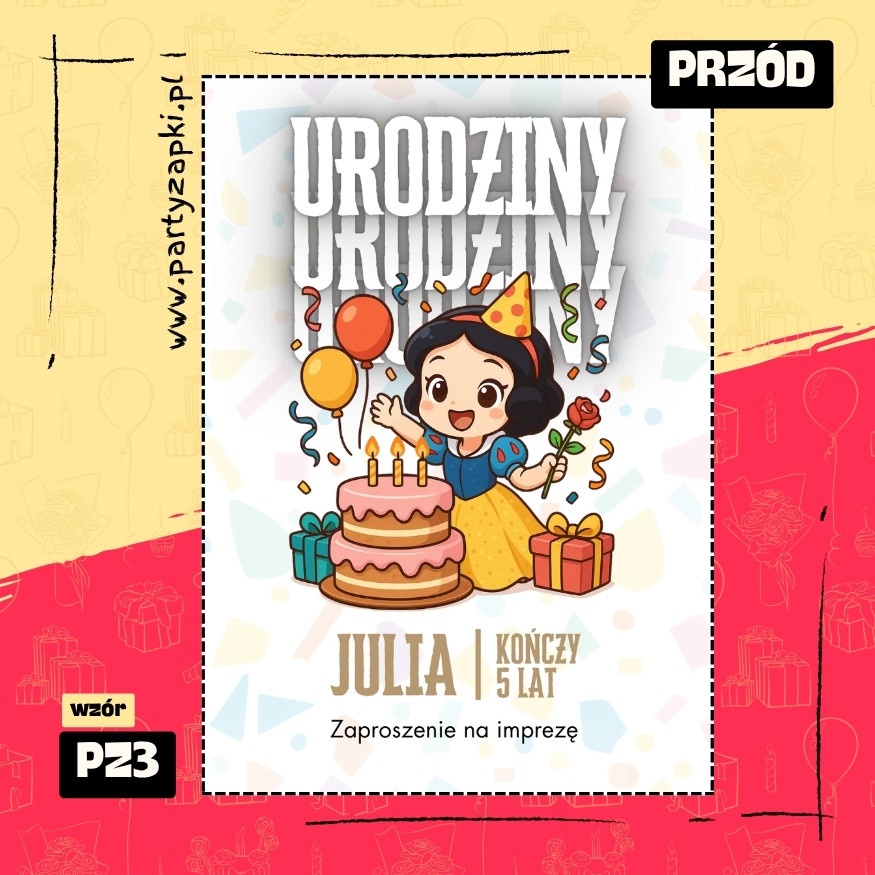 krolewna sniezka zaproszenie na urodziny 01 pz3 przod