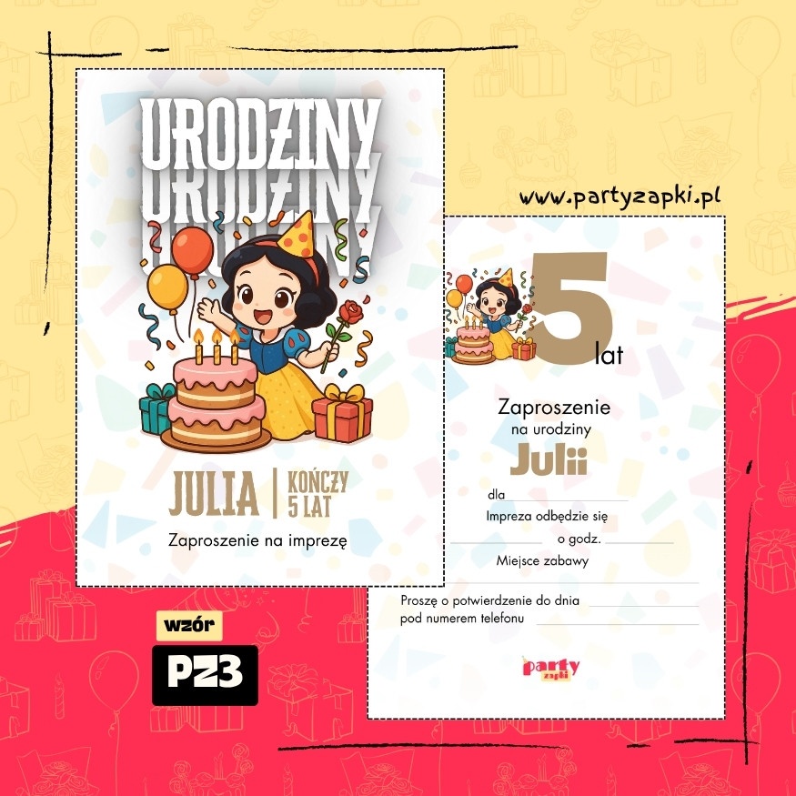 krolewna sniezka zaproszenie na urodziny 02 pz3