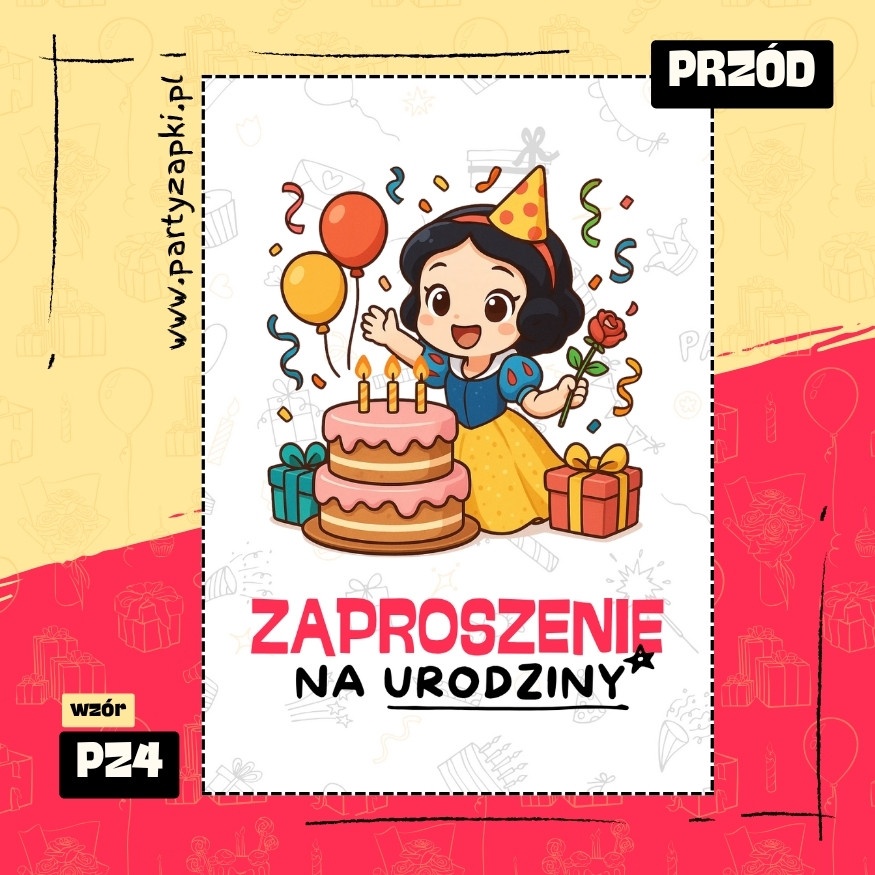 krolewna sniezka zaproszenie na urodziny 01 pz4 przod