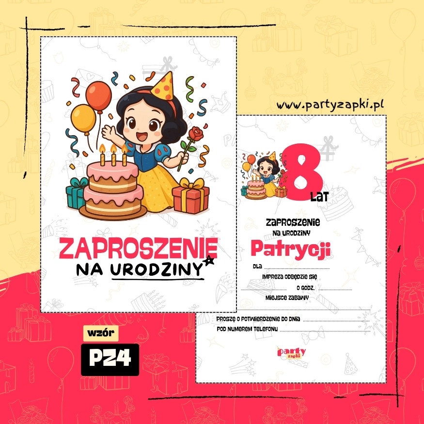 krolewna sniezka zaproszenie na urodziny 02 pz4