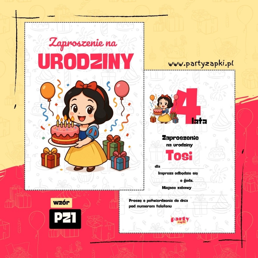 krolewna sniezka zaproszenie na urodziny 03 pz1