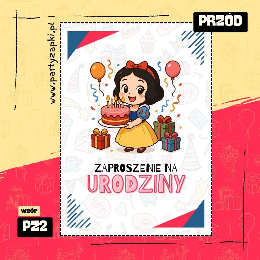 krolewna sniezka zaproszenie na urodziny 01 pz2 przod