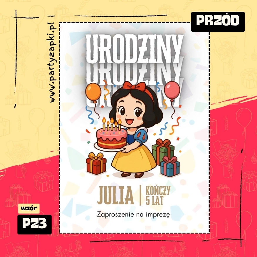 krolewna sniezka zaproszenie na urodziny 01 pz3 przod