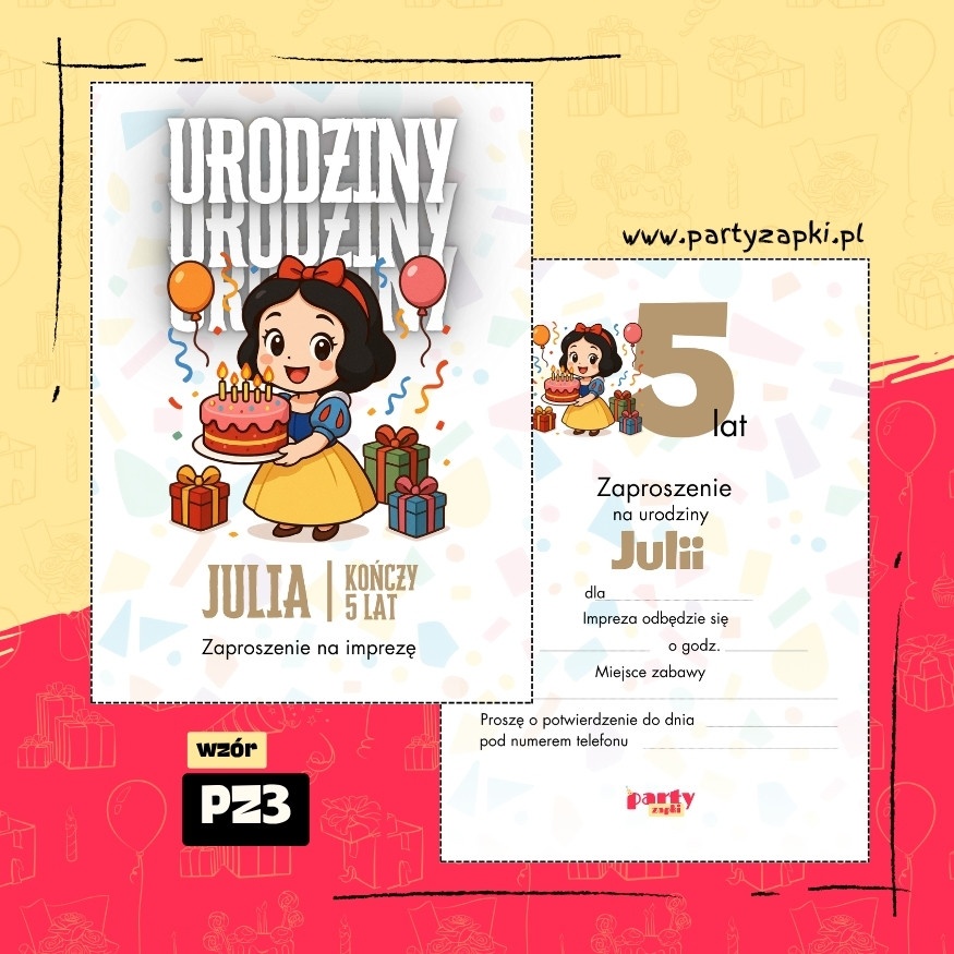 krolewna sniezka zaproszenie na urodziny 03 pz3