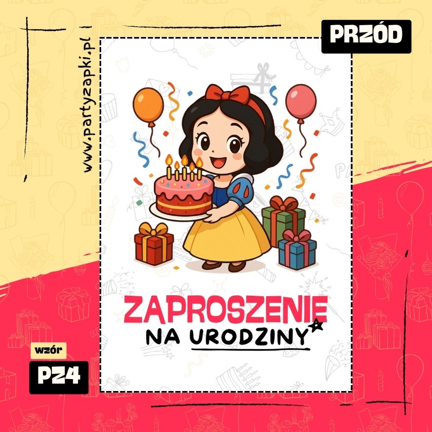 krolewna sniezka zaproszenie na urodziny 01 pz4 przod