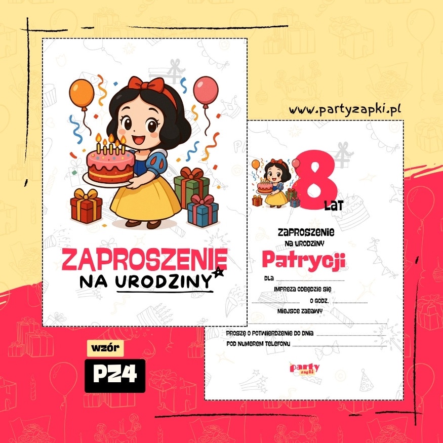 krolewna sniezka zaproszenie na urodziny 03 pz4