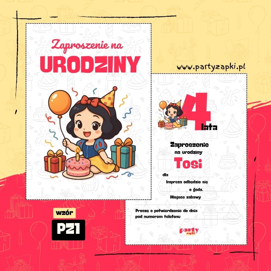 krolewna sniezka zaproszenie na urodziny 04 pz1