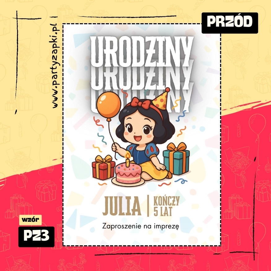 krolewna sniezka zaproszenie na urodziny 01 pz3 przod