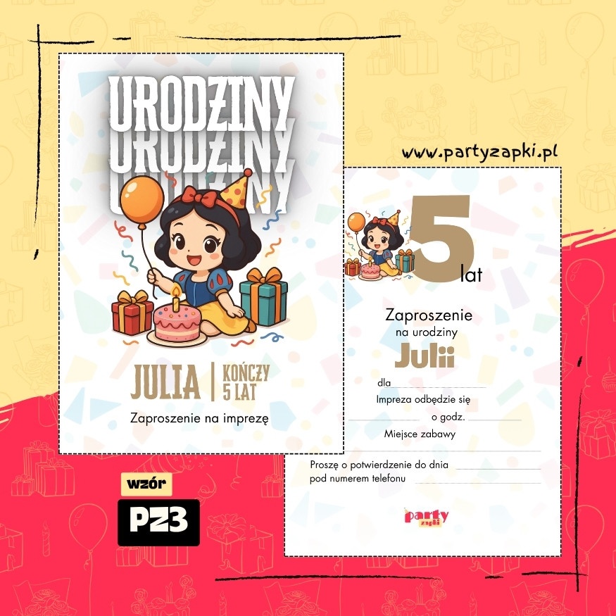 krolewna sniezka zaproszenie na urodziny 04 pz3