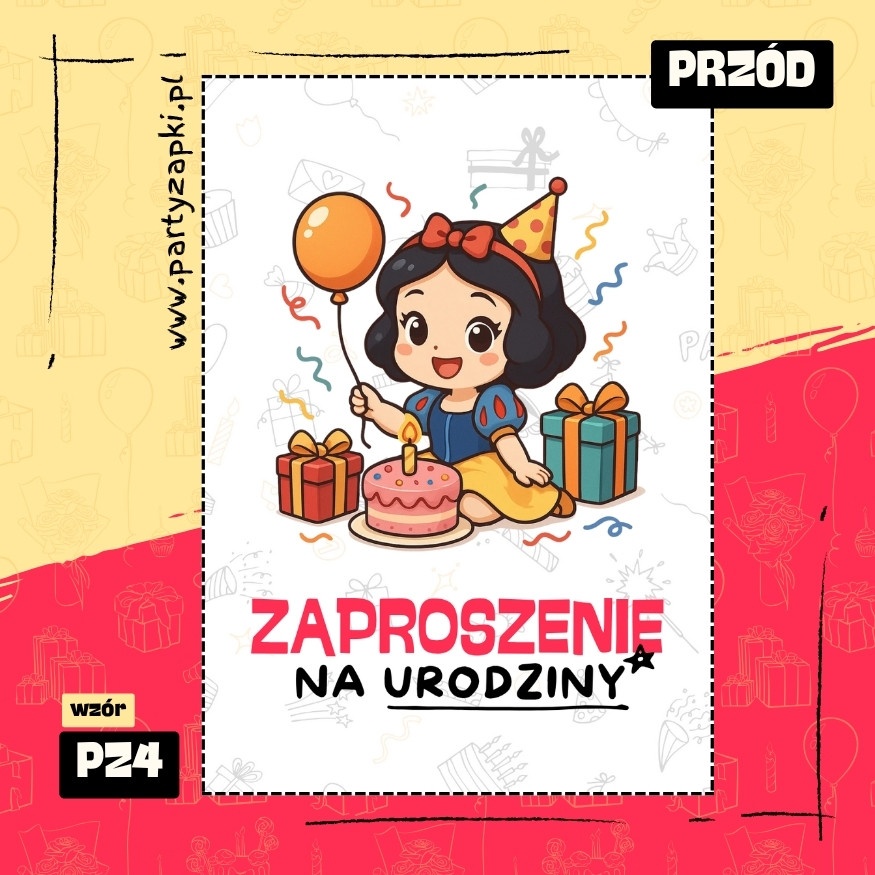 krolewna sniezka zaproszenie na urodziny 01 pz4 przod
