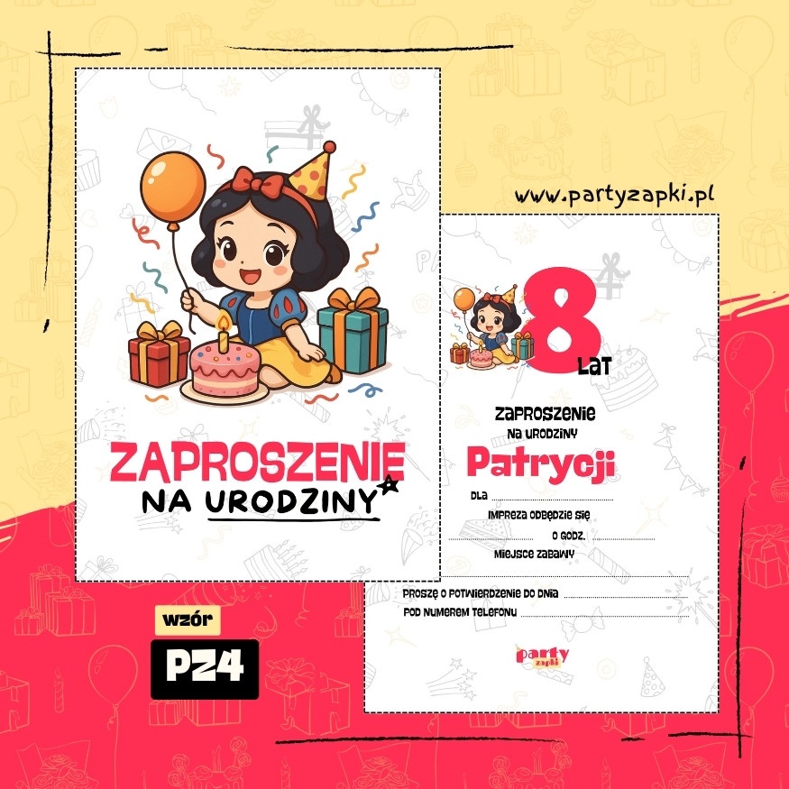 krolewna sniezka zaproszenie na urodziny 04 pz4
