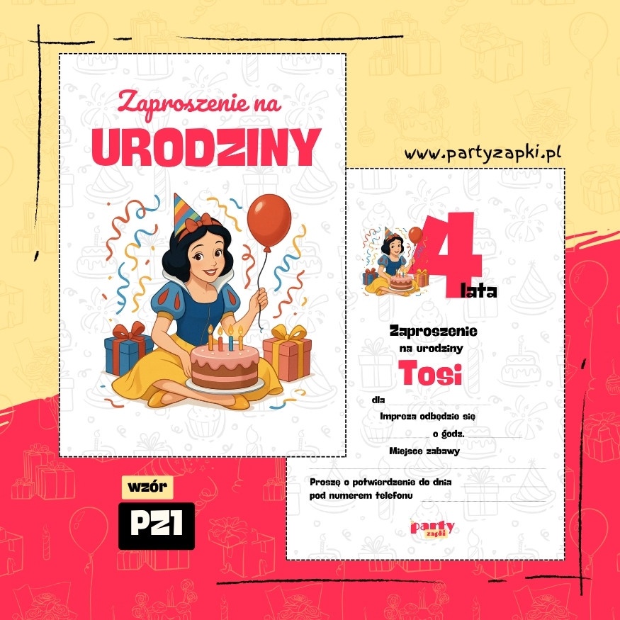 krolewna sniezka zaproszenie na urodziny 06 pz1