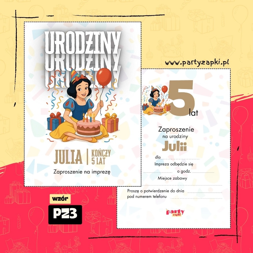 krolewna sniezka zaproszenie na urodziny 06 pz3