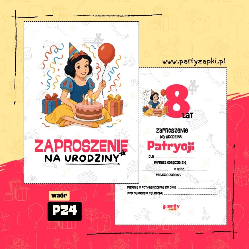 krolewna sniezka zaproszenie na urodziny 06 pz4