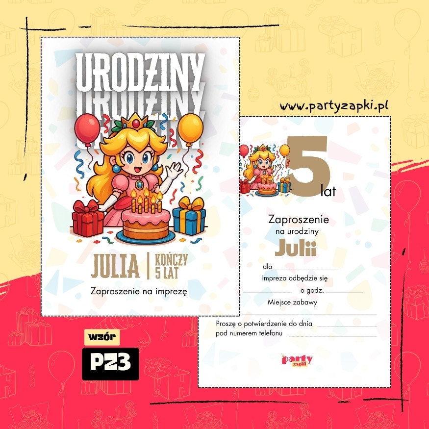 ksiezniczka peach zaproszenie na urodziny 01 pz3