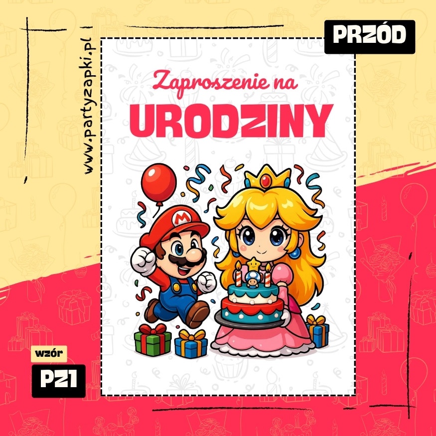 ksiezniczka peach zaproszenie na urodziny 01 pz1 przod