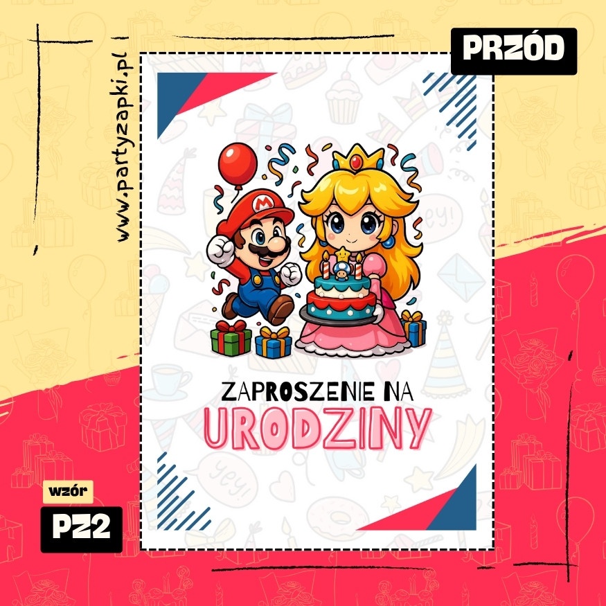ksiezniczka peach zaproszenie na urodziny 01 pz2 przod