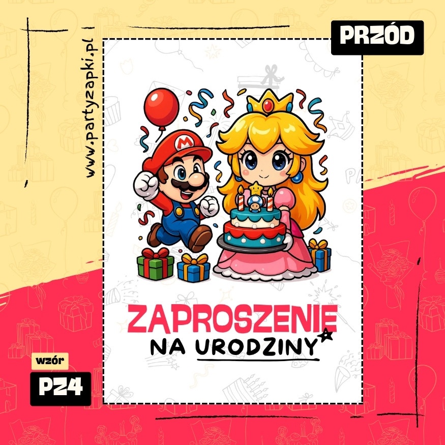 ksiezniczka peach zaproszenie na urodziny 01 pz4 przod