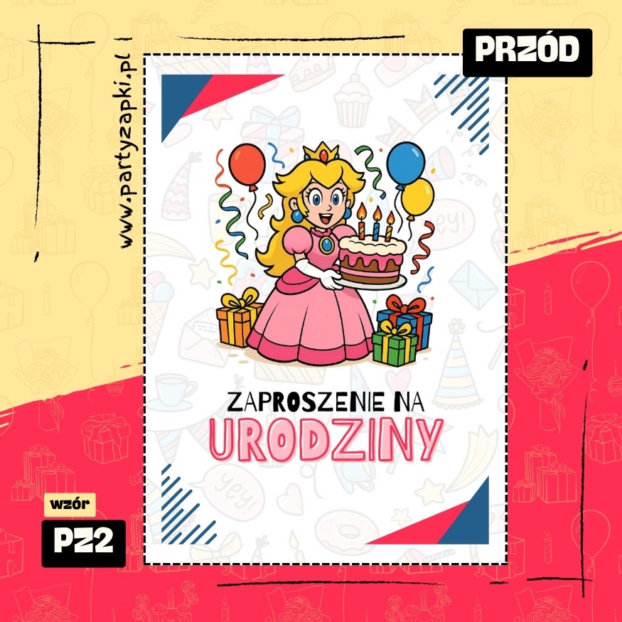 ksiezniczka peach zaproszenie na urodziny 01 pz2 przod