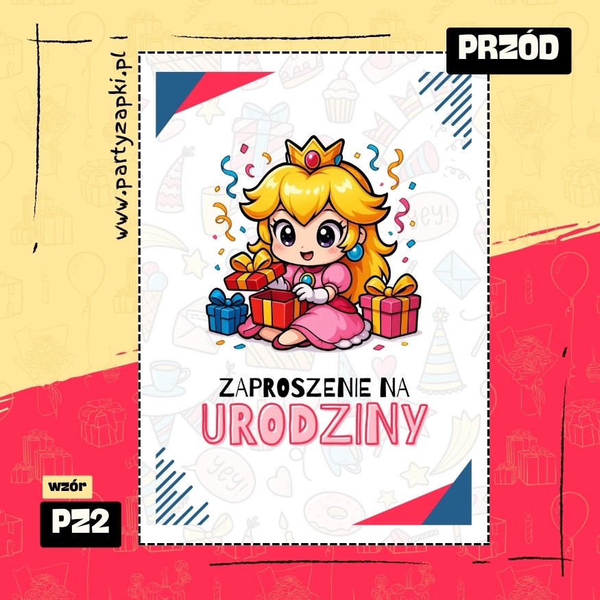 ksiezniczka peach zaproszenie na urodziny 01 pz2 przod