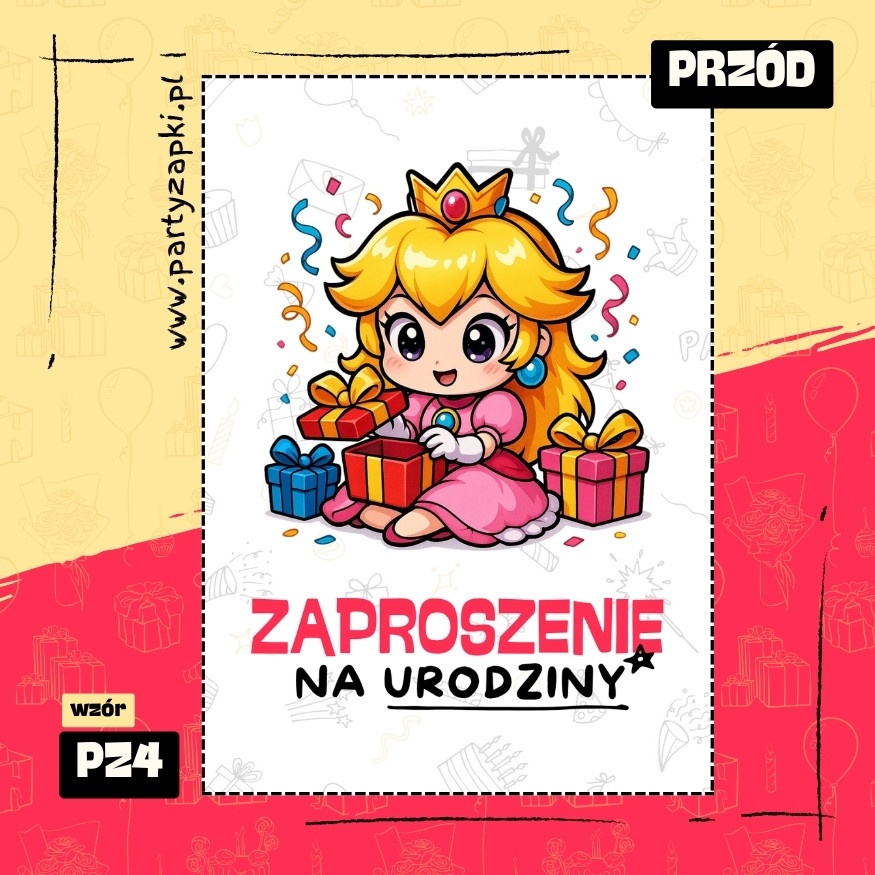 ksiezniczka peach zaproszenie na urodziny 01 pz4 przod