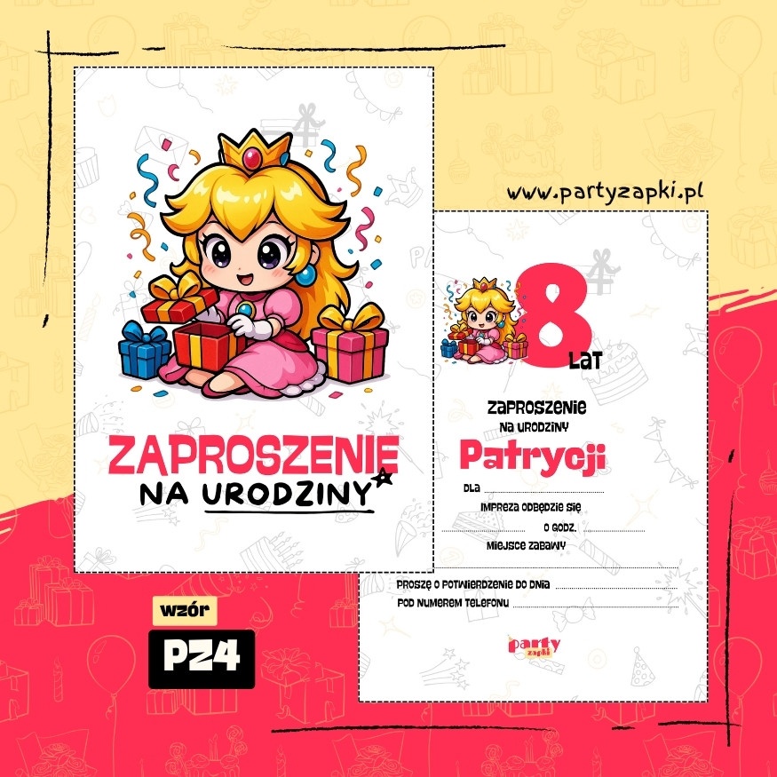 ksiezniczka peach zaproszenie na urodziny 04 pz4