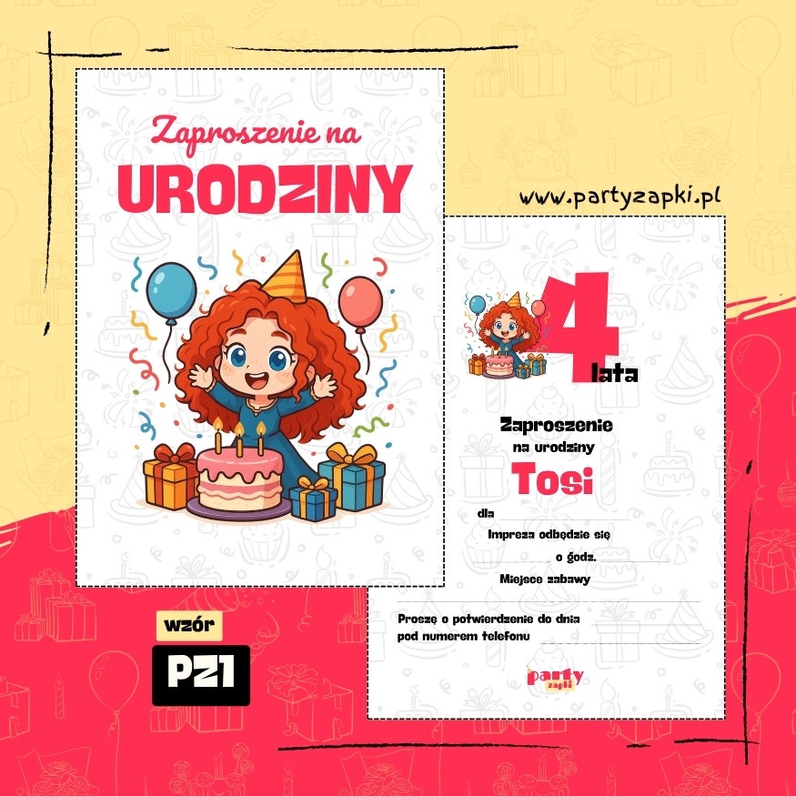 merida waleczna zaproszenie na urodziny 02 pz1