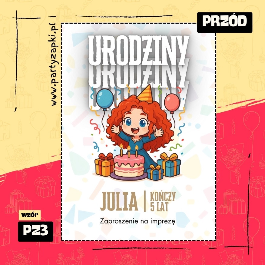 merida waleczna zaproszenie na urodziny 01 pz3 przod