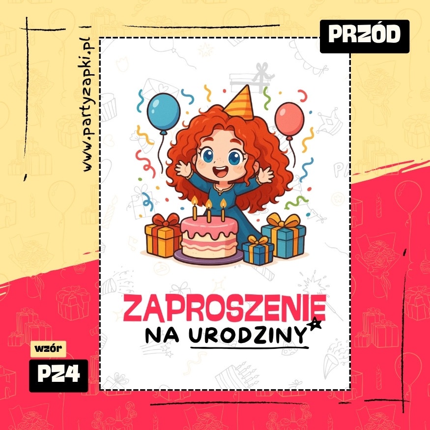 merida waleczna zaproszenie na urodziny 01 pz4 przod