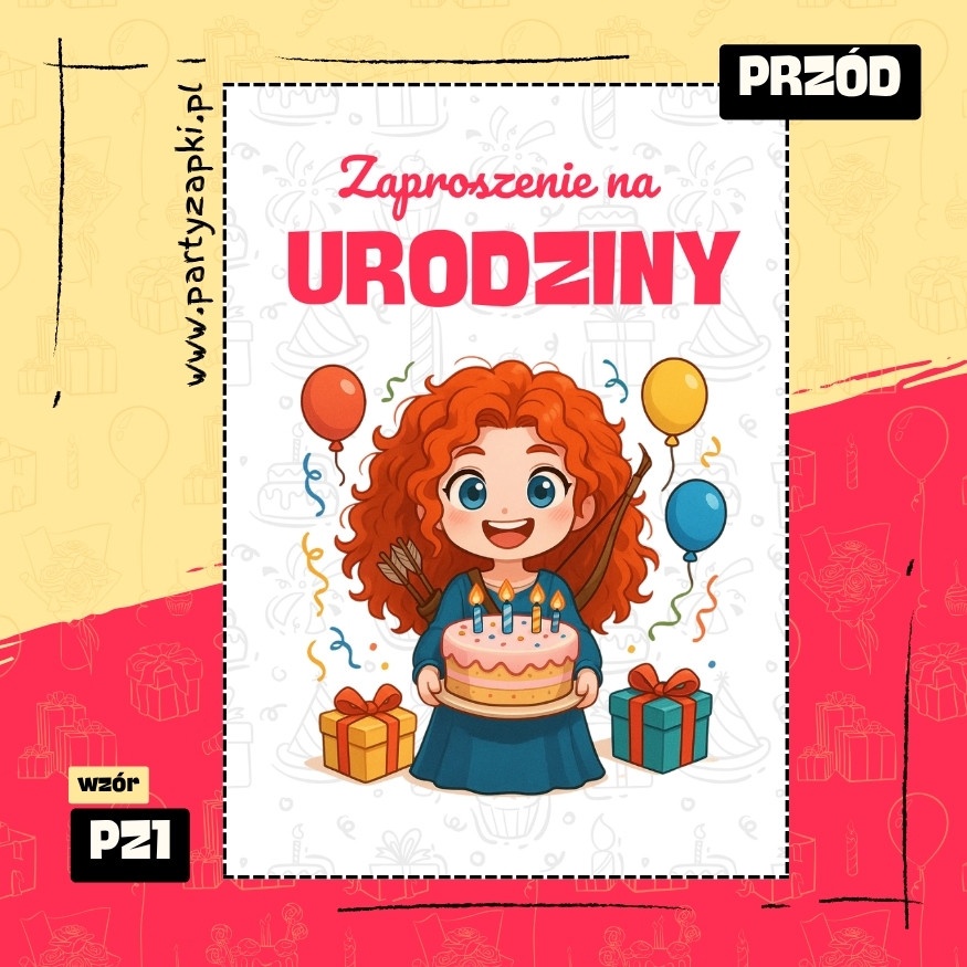 merida waleczna zaproszenie na urodziny 01 pz1 przod