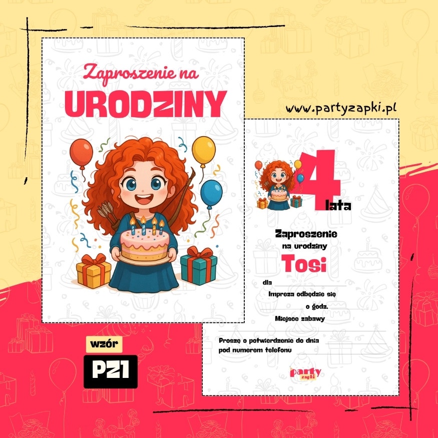 merida waleczna zaproszenie na urodziny 03 pz1