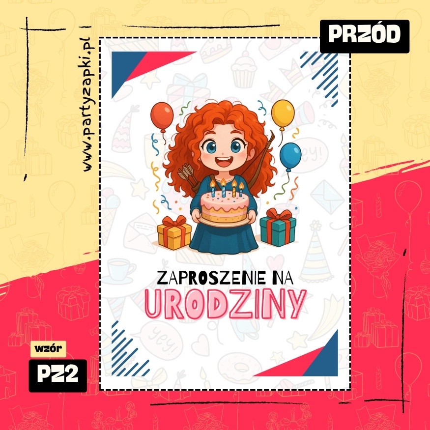 merida waleczna zaproszenie na urodziny 01 pz2 przod