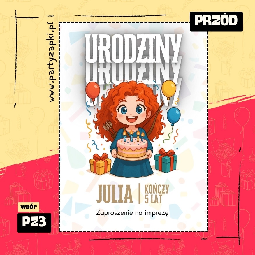 merida waleczna zaproszenie na urodziny 01 pz3 przod