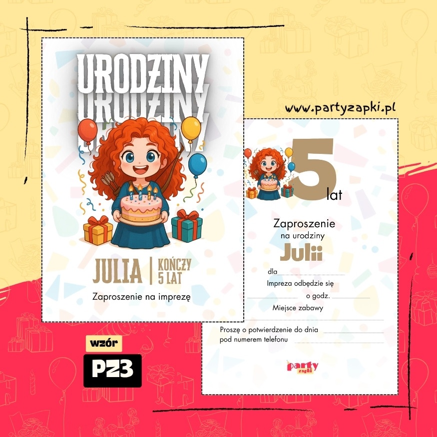 merida waleczna zaproszenie na urodziny 03 pz3