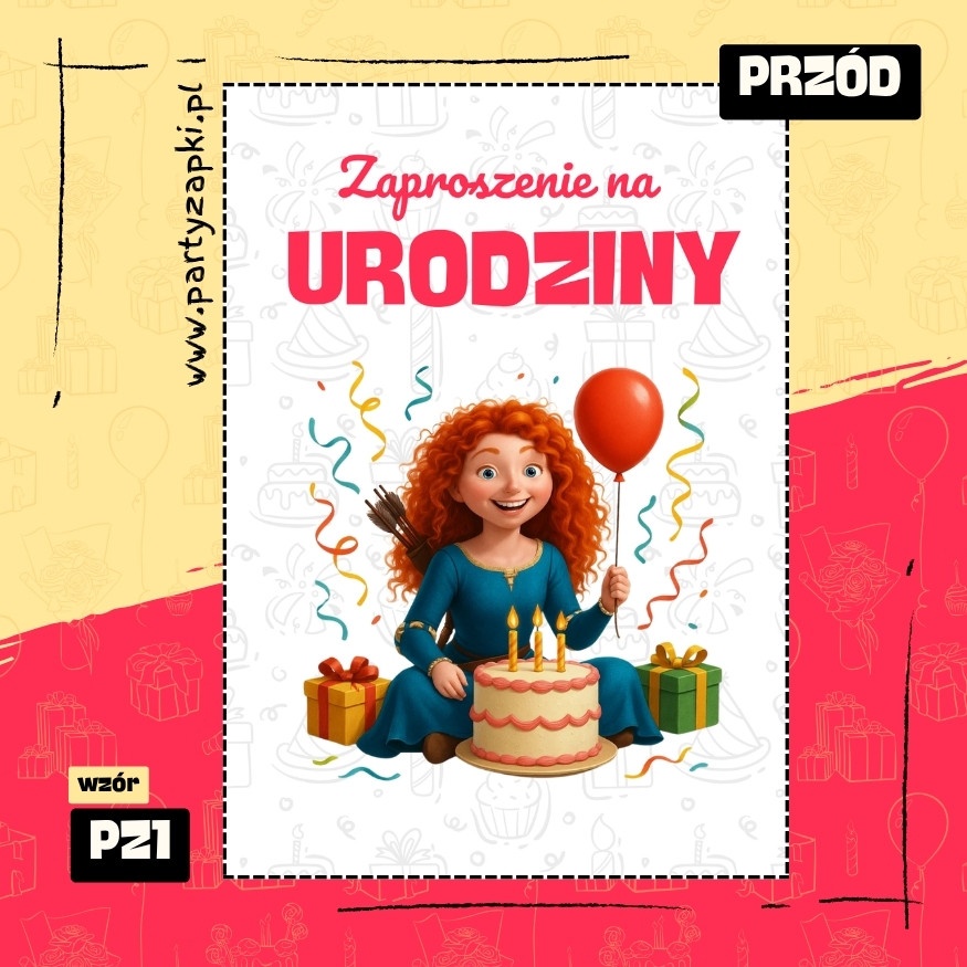 merida waleczna zaproszenie na urodziny 01 pz1 przod